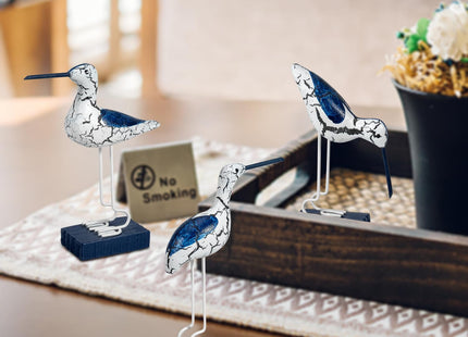 EVINIS 3Pcs Wooden Coastal Decor, Bird Figurines Nautical Decor for Home,Table,Balcony,Garden, Beach Outdoor Decor