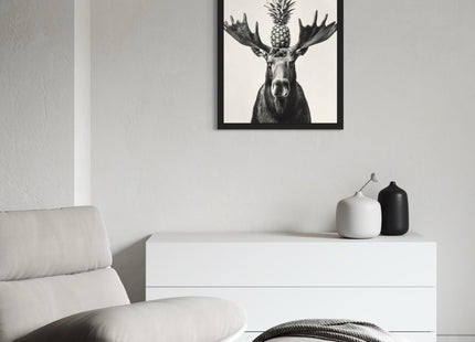 aj decor Moose Kitchen Unframed Wall Art Print Poster, Black and White Animal Dining Room Restaurant Chef Farmhouse Food Painting 226 (Moose, 24 x 36 inches, Unframed)