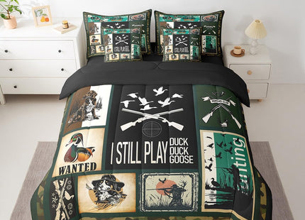 7 Piece Duck Hunting Bed in a Bag King - Rustic Farmhouse Bedding Set with Comforter, Fishing Theme Cushion Covers