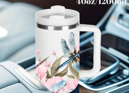 momocici 40oz Dragonfly Tumbler with Handle Gifts for Women.Dragonfly Lover Cups Tumbler Gifts for Women.40 oz Birthday Christmas Dragonfly Cup Tumblers for dragonfly lover.