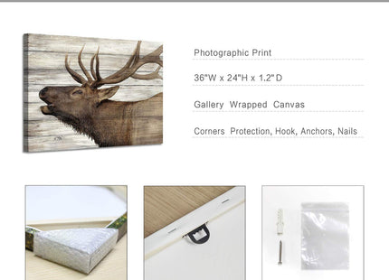 ARTISTIC PATH Farmhouse Deer Pictures Canvas Wall Art, 36x24 Inch