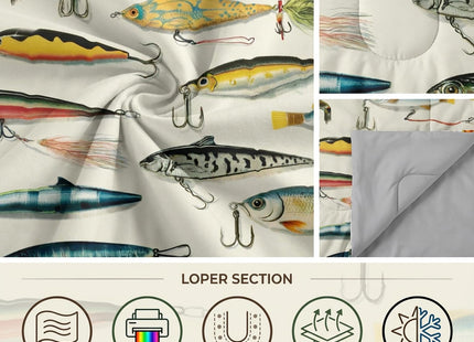 Erosebridal Fishing Queen Comforter Set for Boys, Hunting and Fishing Bedding Set Big Bass Pike Fish Comforter, Ocean Life Quilt with 2 Pillowcases for Rustic Farmhouse Lake House Decor