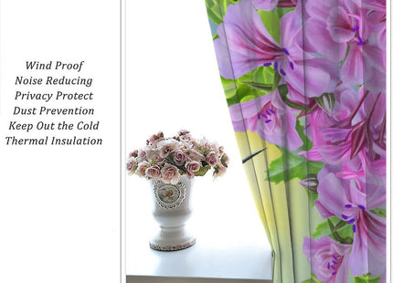 Hummingbird Blackout Curtains, Beautiful Purple Floral Hummingbird Nature Theme, for Bedroom Living Room, 2 Panel Set, 42x54 Inch