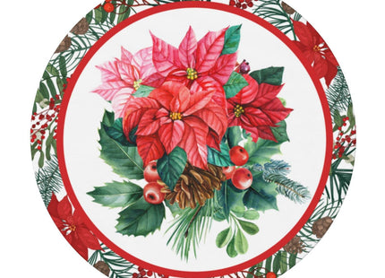 Christmas Holly Tablecloths Round Tablecloth Fitted Elastic Table Cover Washable for Kitchen Dining Picnic Party Fit T able 40-44