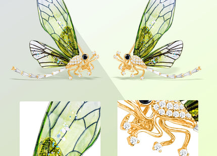 KZQtriid Brooches For Women ，Cubic Zirconia Dragonfly Brooch Pins For Women ，Dragonfly Broach ，Cubic Zirconia Broach