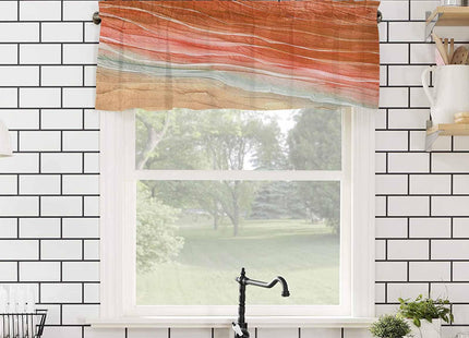 RisQiten Burnt Orange Ombre Coastal Valances for Windows, Summer Nautical Beach Kitchen Curtains Window Treatment Decor, Ocean Seaside Rod Pocket Short Window Valances for Living Room/Bedroom 54"x18"