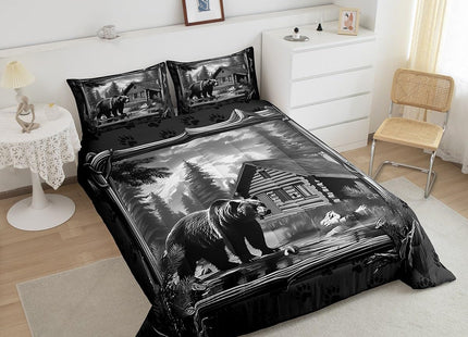 Feelyou Kids Bear Comforter Set Queen Size Rustic Cabin Lodge Bedding Set