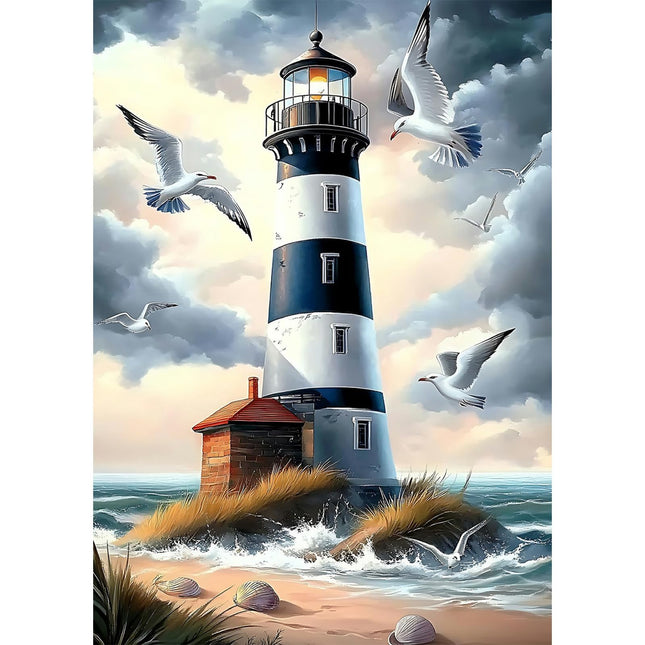 CEOVR Lighthouse Diamond Art Kits for Adults, Seagull 5D DIY Full Drill Diamond Painting Dots Gem Art, Adult Crafts Kits Arts and Crafts, Wall Decor for Home Office 12x16inch
