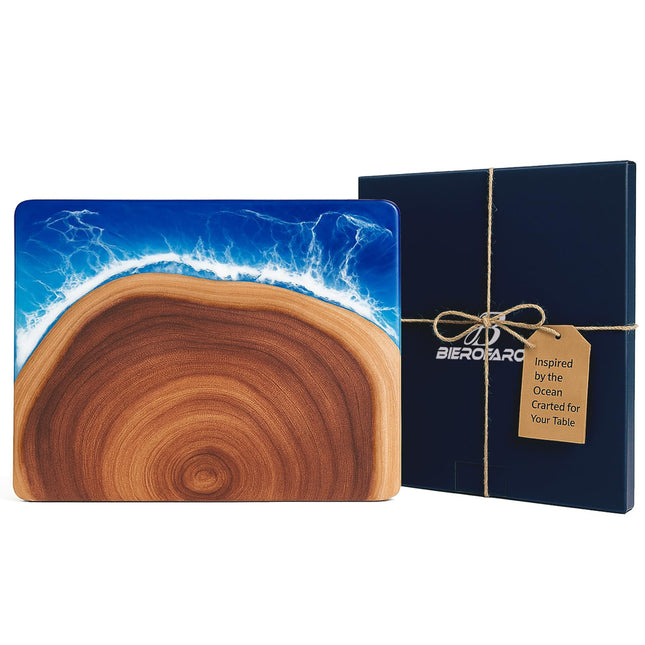 ocean cutting board blue ocean wave resin board acacia wood cutting board charcuterie serving tray wooden platter cheese board coastal decor beach home gift handmade kitchen gifts