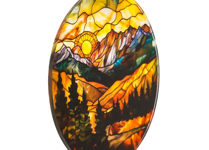 Mountain Landscape Christmas Ornament, Rustic Cabin Decor with Forest Pine Trees Lake Scenery, Tiffany Stained Glass Inspired Outdoor Adventure Hanging Decoration, Nature Lover Gift for Christmas Tree