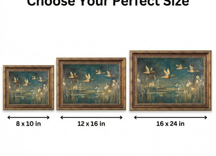 KBCXOY Mallard Duck Wall Art, Teal Brown Vintage Rustic Cabin Lake Print