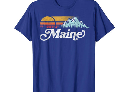Retro Vibe Maine Vintage Mountains & Sun T-Shirt Small