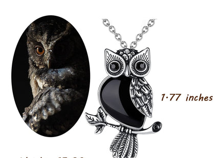 MAIBAOTA Owl Necklace, Black Obsidian Necklace for Women, Chirstmas Owl Gifts for Women, Natural Crystal Owl Jewelry