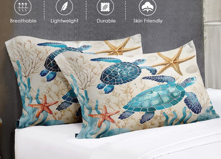 WeCozy King Comforter Set, 3 Pieces Sea Turtle Bedding, All Season