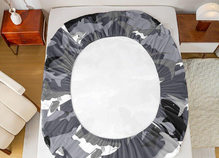Erosebridal Boys Camo Sharks Bed Sheets Queen,Kids Black White Grey Camouflage Sheet Set Deep Ocean Animal Bedding Set,Soft Microfiber Cool Wildlife Fitted Sheet + Flat Sheet + 2 Pillow Cases