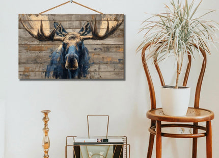 Personalized Moose Wall Decor Rustic Wooden Plaque Cabin Wildlife Artwork