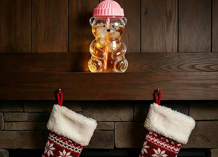 Glass Bear Cup, Bear Straw Cup, Glass Cups with Lids and Straws,Back to School Cute Mugs Bear Sippy Cups Coffee Beer Wine Cocktail Drinks Glassware for Christmas Gift,20 oz (pink)