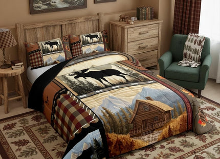 Feelyou Hunting Bear Deer Comforter Toddler Size Wild Animal Comforter Set for Boys Girls Children Rustic Cabin Country Bedding Set Room Decor Bear Western Farmhouse Duvet Set 2Pcs