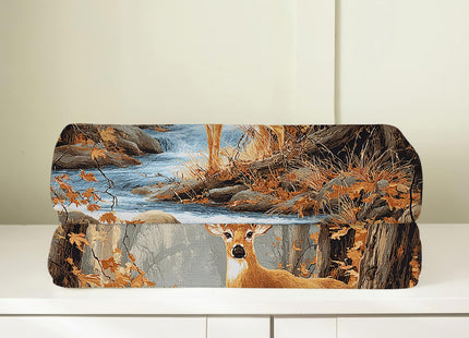 Fall Deer Blanket, Hunting Throw Blanket, Deer Gifts, Fall Forest Blankets, Deers Stuff Fleece Flannel Plush for Women Men Boys Girls Lovers Adults Soft Bedding for Sofa Bed Office Home Decor 40"X50"