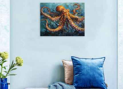 Octopus Bathroom Decor Octopus Wall Art for Coastal Room Decor Ocean Animal Canvas Prints Marine Life Painting Modern Nautical Beach Poster Artwork for Bedroom Living Room Home Decoration 12x16"