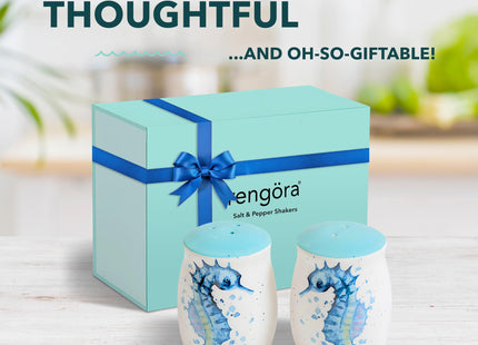 Rengöra Seahorse Salt and Pepper Shakers, Ceramic Coastal Set