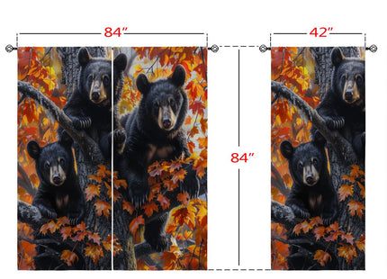 XINBADU Black Bear Blackout Curtains for Girls Boy Home Decor, Rustic Wildlife Bear Animal Tree Art Grommet Thermal Insulated Drapes Darkening Window Curtain for Bedroom Living Room, 84 x 84 Inch