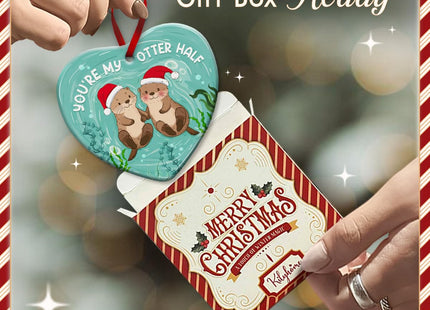 KILYHOME Couple Otter Christmas Ornament 2026 Ceramic Tree Decoration