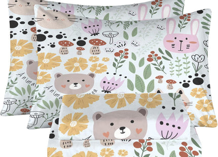 FUYEUN Woodland Animal Sheet Set Twin, Floral Bedding for Kids, 3pc