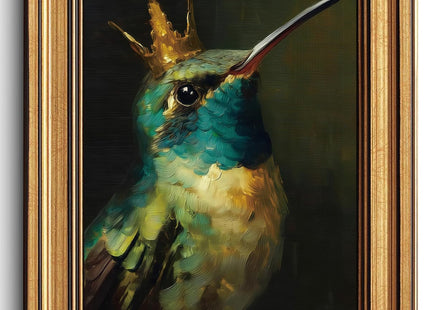 Whimsical Hummingbird Gold Framed Canvas Wall Art 8x10