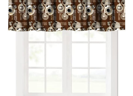 Retro Rustic Valance, Lodge Bear Moose Deer Pine Tree Vintage Farmhouse Style Window Curtain Valance for Bedroom Kitchen Living Room, One Panel 54x18in