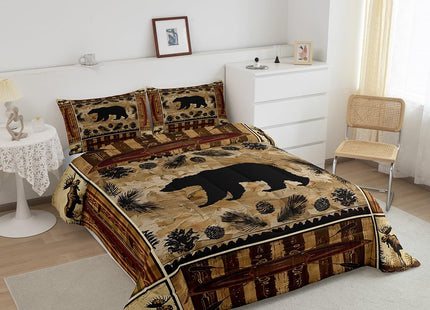 Feelyou Black Bear Comforter Set Twin Size for Kids Boys Girls Bedding Set