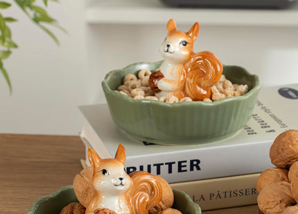 DIHOclub Cute Squirrel Candy Bowl Ceramic Candy Dish (Green Squirrel)