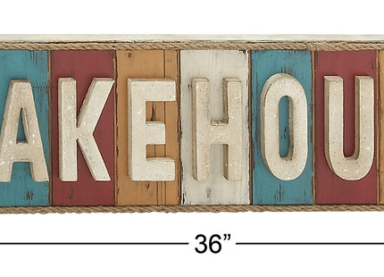 Deco 79 Wooden Sign Home Wall Decor Lake House Wall Sculpture, Wall Art 36" x 2" x 11", White