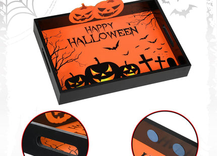 Huwena Halloween Serving Tray with Handles, Decorative, Pumpkin Platters