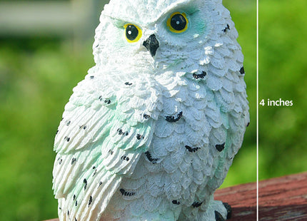 XKFLAUHM Snowy White Owl Statue, Small Resin Owl Figurine Shelf Decor