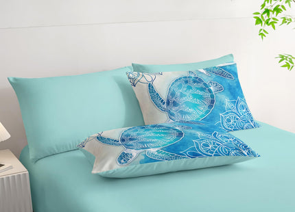 HOSIMA 7Pcs Sea Turtle King Comforter Set Ocean Themed Animal Bedding.