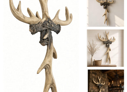 Bellaa Wall Art, Cross, Antler, Deer, Hunting, Lodge, Cabin, Woodland