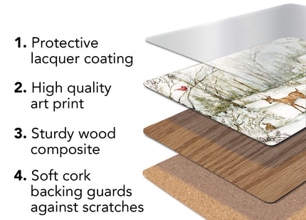 Cala Home Winter Forest Deer Boxed Set of 4 Premium Hardboard Placemats