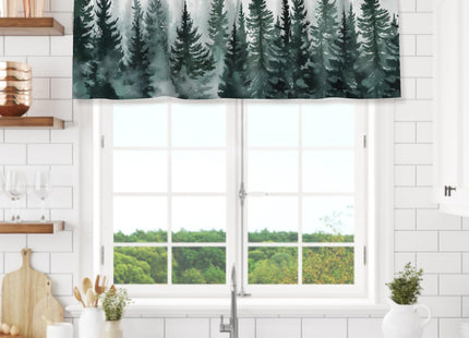 Granbey Pine Tree Valances for Windows - Misty Green Forest Kitchen Valances Winter Snowflake Valance Curtain with Rod Pocket for Kitchen Dining Room Home Decor 54 x 18 Inches, 1 Panel