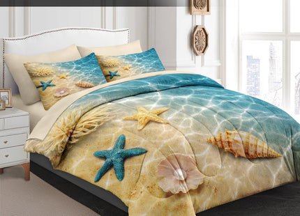 WeCozy Twin Comforter Set with Sheets, 5 Pieces Summer Beach Bedding