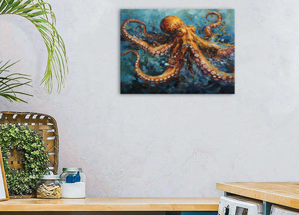 Octopus Bathroom Decor Octopus Wall Art for Coastal Room Decor Ocean Animal Canvas Prints Marine Life Painting Modern Nautical Beach Poster Artwork for Bedroom Living Room Home Decoration 12x16"