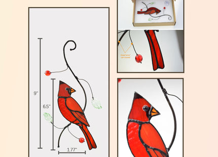 Lolitarcrafts Cardinal Stained Glass Suncathers Window Hangings