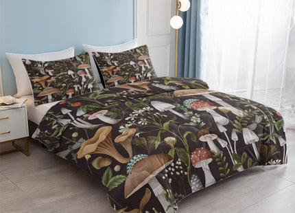 SOULZZZ Soft Mushroom Printed Comforter Twin- Luxurious Forest Natural Brown Mushroom Bedding Set - Mushroom Home Decor Bed Set for Girls Boys