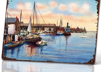 Eastport Maine Waterfront Vintage Metal Wall Art Signs 8X12 Inch