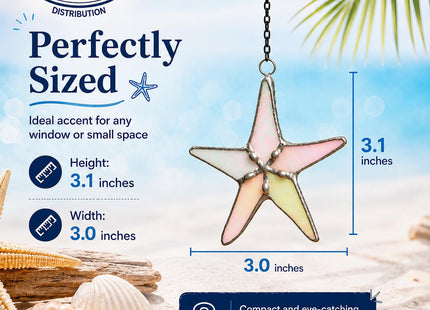 Stained Glass White Pearl Starfish Suncatcher, 3 in Home Decor, Mom Gifts