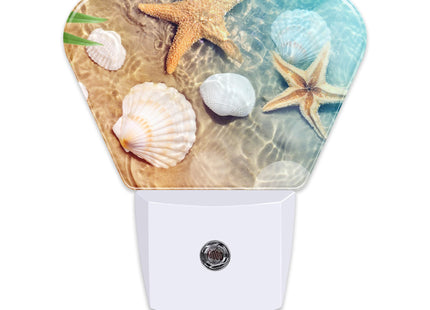 Uiaoiais Starfish and Seashell Night Light for Kids, Beach in Sea Water LED Night Light Plug into Wall with Dusk to Dawn Sensor for Girls Boys Women Men Room, Hallway, Kitchen, Bathroom, Stairs Decor