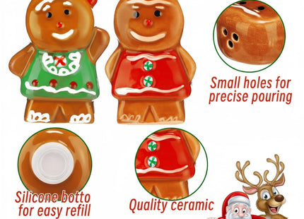 RimCereal 2 Pcs Christmas Gingerbread Shaped Salt and Pepper Shakers, Brown