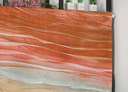 RisQiten Burnt Orange Ombre Coastal Valances for Windows, Summer Nautical Beach Kitchen Curtains Window Treatment Decor, Ocean Seaside Rod Pocket Short Window Valances for Living Room/Bedroom 54"x18"