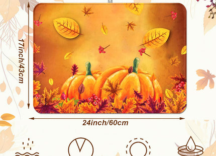 Fall Dish Drying Mat, Harvest Pumpkin Maple Leaf Kitchen Pad 18x24 Inch