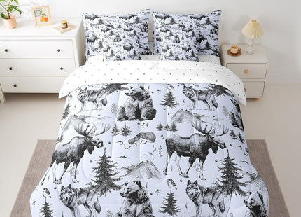 Erosebridal 7 Pcs Comforter Set,Rustic Animal Bed in a Bag with Flat Twin